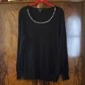 George Black Knit Embellished Sweater Sz 16-18 NWT